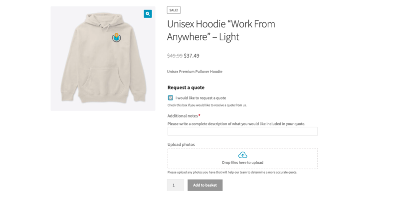 Product Options for requesting a quote